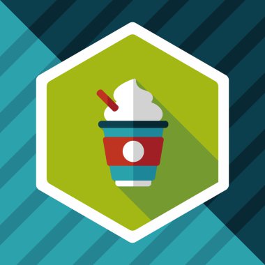 sıcak süt krem kahve düz simgesi ile uzun gölge, eps10