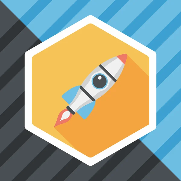 Space rocket flat icon with long shadow, eps10 — стоковый вектор