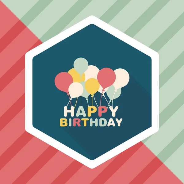 Decoración de cumpleaños icono plano con sombra larga, eps10 — Vector de stock