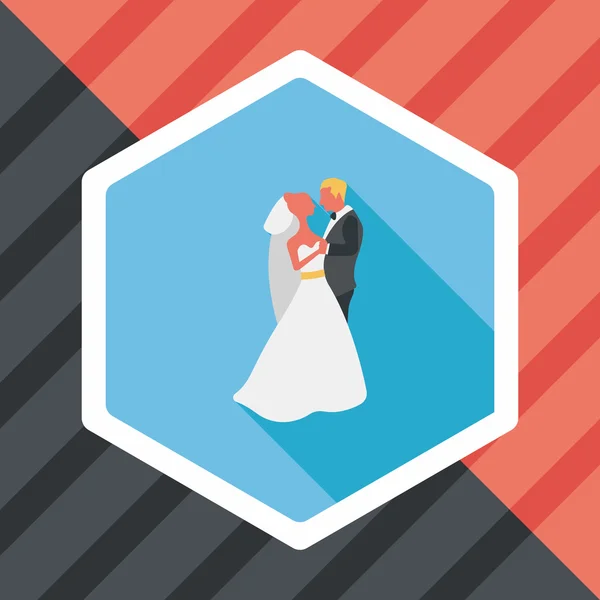 Pareja de boda icono plano con sombra larga, eps10 — Vector de stock