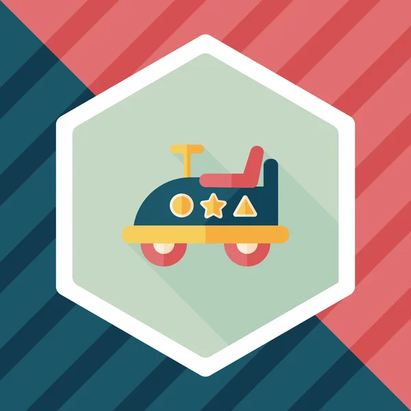 Juguete coche plano icono con sombra larga — Vector de stock