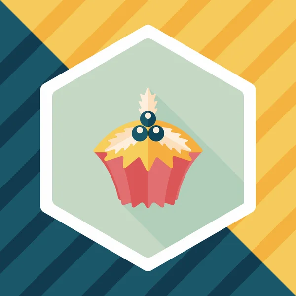 Kerstmis cupcake platte pictogram met lange schaduw, eps10 — Stockvector