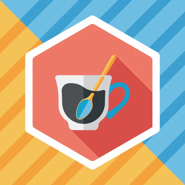 Café negro icono plano con sombra larga, eps10 — Vector de stock