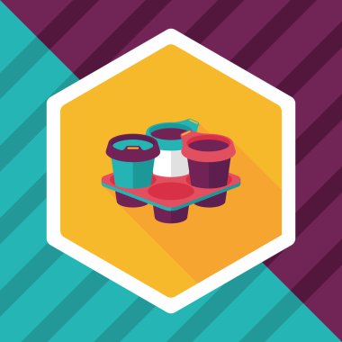 paket servisi olan restoran kahve uzun gölge, eps10 düz simgesiyle