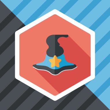 Cadı şapkası düz simgesi ile uzun gölge, eps10