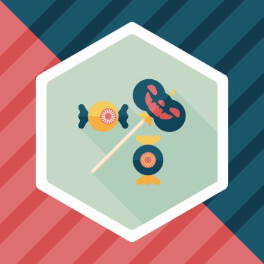 Cadılar bayramı şekeri düz simgesi ile uzun gölge, eps10