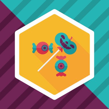 Cadılar bayramı şekeri düz simgesi ile uzun gölge, eps10