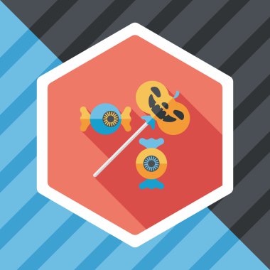 Cadılar bayramı şekeri düz simgesi ile uzun gölge, eps10