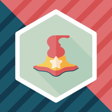 Cadı şapkası düz simgesi ile uzun gölge, eps10