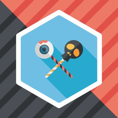 Cadılar bayramı şekeri düz simgesi ile uzun gölge, eps10