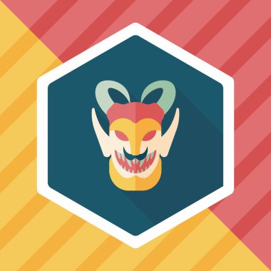 Cadılar Bayramı şeytan Teras simgesi ile uzun gölge, eps10