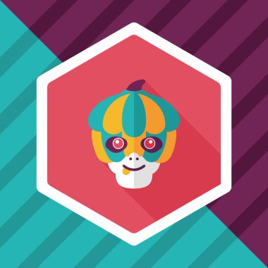 Balkabağı canavarı düz simgesi ile uzun gölge, eps10