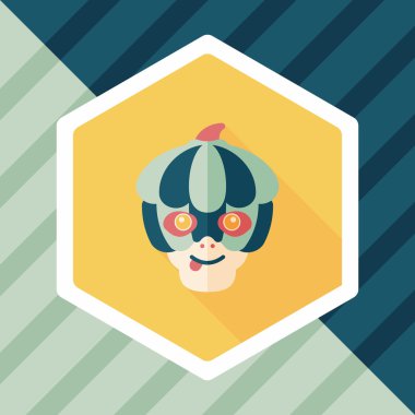 Balkabağı canavarı düz simgesi ile uzun gölge, eps10