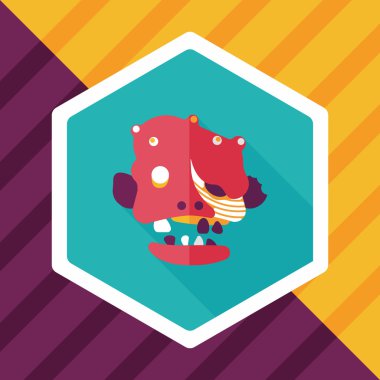 Cadılar Bayramı zombi düz simgesi ile uzun gölge, eps10