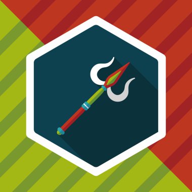 Cadılar Bayramı şeytan çatal düz simgesiyle uzun gölge, eps10