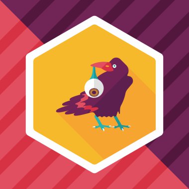 Cadılar Bayramı karga ve göz küresi uzun gölge, eps10 düz simgesi