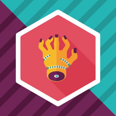 Cadılar Bayramı zombi el düz simgesi ile uzun gölge, eps10