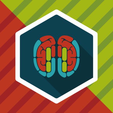 beyin uzun gölge düz simgesi