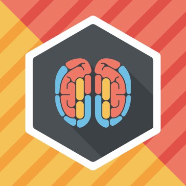 beyin uzun gölge düz simgesi