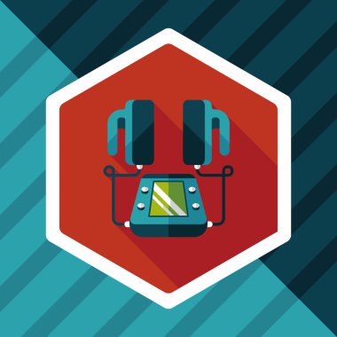 uzun gölge ile kalp şok cihazı düz simgesi