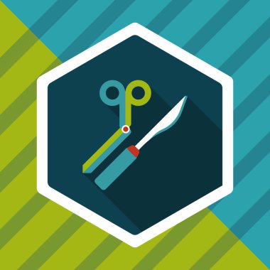 cerrahi alet düz uzun gölge simgesiyle