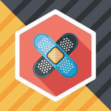 uzun gölge ile tıbbi sargı düz simgesi