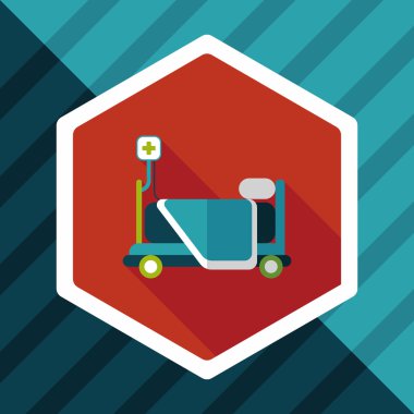 uzun gölge ile hastane yatak düz simgesi