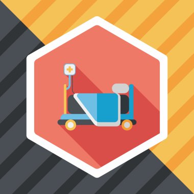 uzun gölge ile hastane yatak düz simgesi