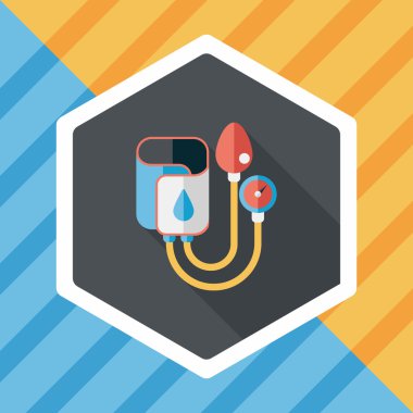 Tansiyon Aleti uzun gölge düz simgesi