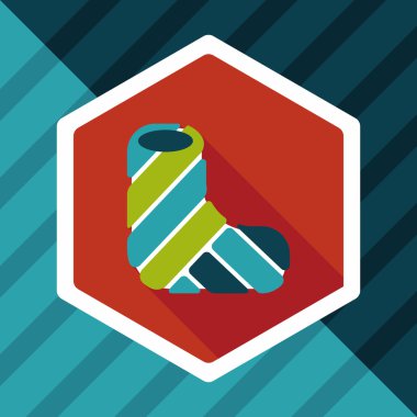 Kırık bacak alçı düz simgesi ile uzun gölge