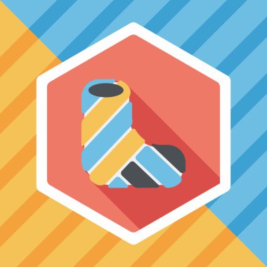 Kırık bacak alçı düz simgesi ile uzun gölge