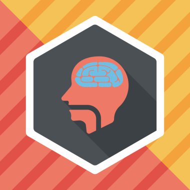 beyin uzun gölge düz simgesi