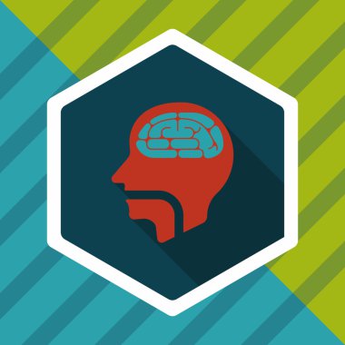 beyin uzun gölge düz simgesi