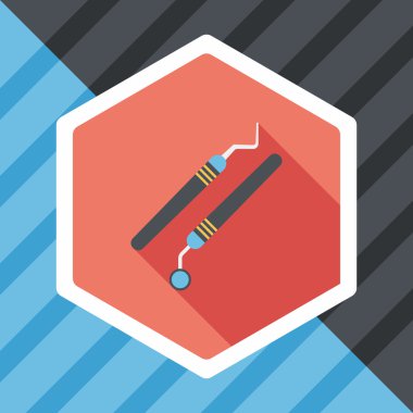 uzun gölge ile diş ekipman düz simgesi