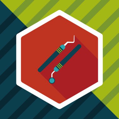 uzun gölge ile diş ekipman düz simgesi