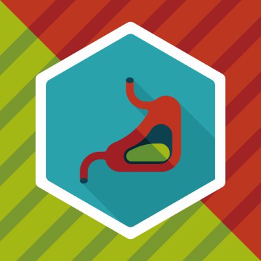 uzun gölge insan mide düz simgesi