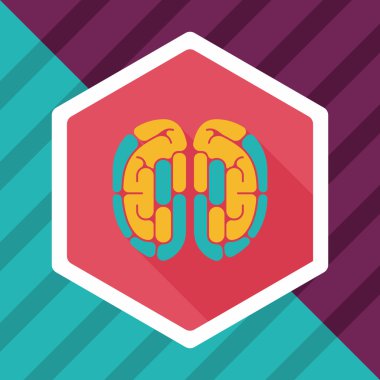 beyin uzun gölge düz simgesi