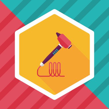 dişçi matkabı ile uzun gölge düz simgesi