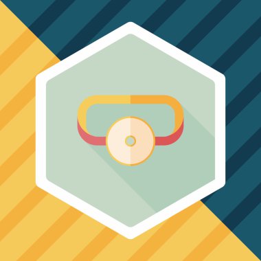 Doktor uzun gölge ile baş ayna düz simgesi