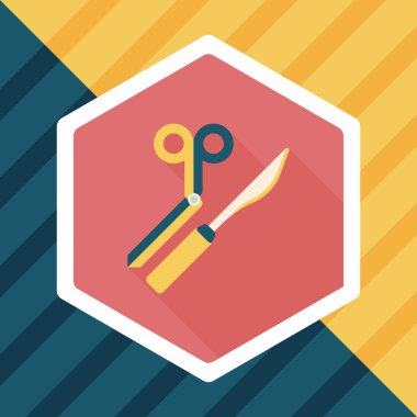 cerrahi alet düz uzun gölge simgesiyle