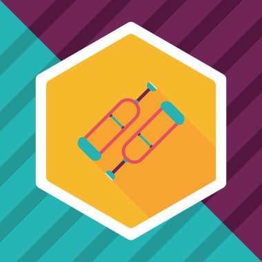 koltuk değneği ile uzun gölge düz simgesi