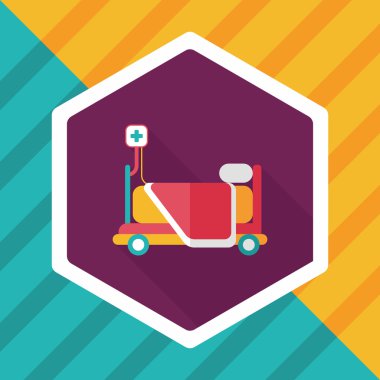 uzun gölge ile hastane yatak düz simgesi