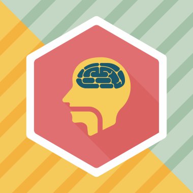 beyin uzun gölge düz simgesi