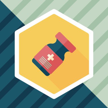 uzun gölge ile tıbbi şişe düz simgesi