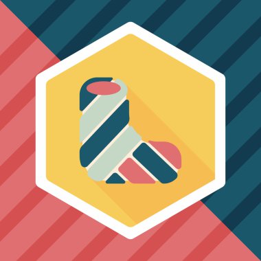 Kırık bacak alçı düz simgesi ile uzun gölge