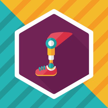 Protez bacak uzun gölge düz simgesi