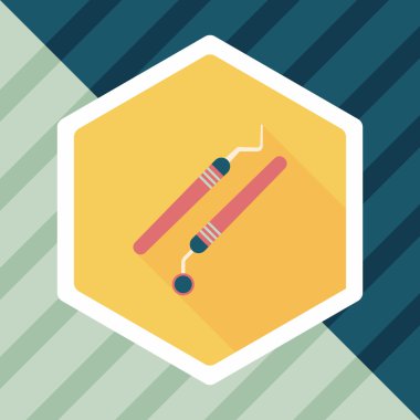 uzun gölge ile diş ekipman düz simgesi