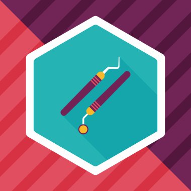 uzun gölge ile diş ekipman düz simgesi