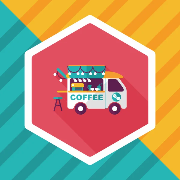 Café voiture icône plate avec ombre longue, eps10 — Image vectorielle