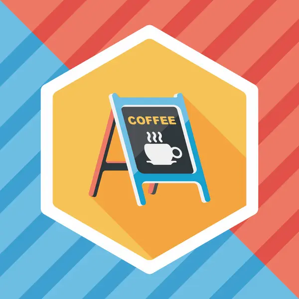 Panneaux de café icône plate avec ombre longue, eps10 — Image vectorielle